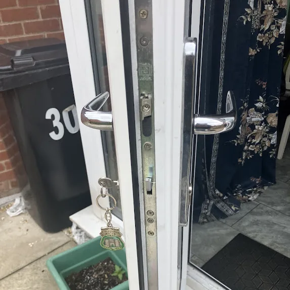 Completed uPVC patio door lock mechanism replacement in Huntington York by Affordalock