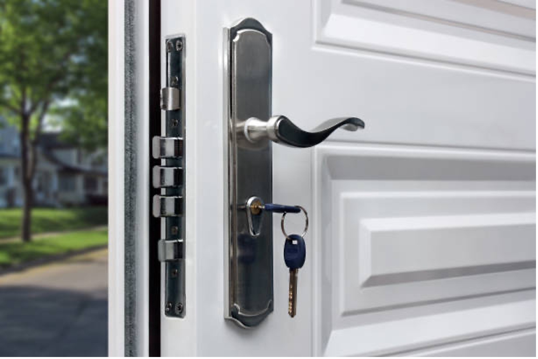 Key inserted into a door lock